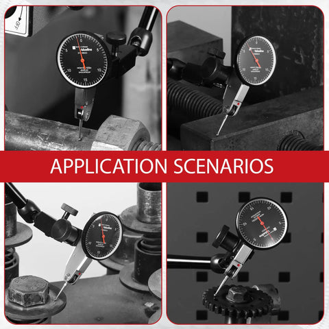 Dial Test Indicator Pro Grade With 0.0005 Inch Graduation, 0.030 Inch Range, 1.5 Inch Dial, 0-15-0 Scale, Black Face Machinist Inspection Tool For Precise Measurements And Repeatable Checks