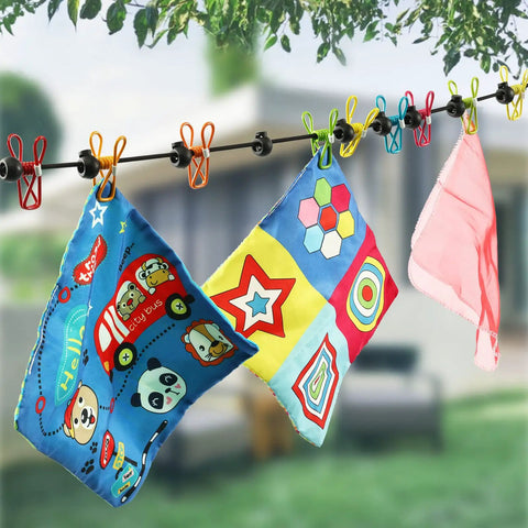 Super Portable Retractable Clothesline For Travel And Camping On The Go 12 Color Clothespins 13 Windproof Clips drying towels outdoors
