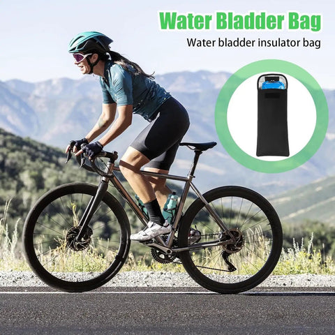 Cyclist using 3L Hydration Bladder With Insulated Leakproof Reservoir For Backpacks, Lightweight Water Reservoir on mountain trail