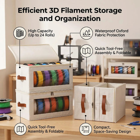 Level Up Your 3D Printing Setup With This Hardcore 4Pack Filament Storage Bag Crafted From Heavy Duty Oxford Material And Loaded With Dry Desiccant Packs For Humidity Defense Plus A Snap Down Frame To Lock 24 PLA ABS PETG TPU Spools Away Safe