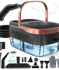 Powerful Portable Steam Cleaner With 15 Second Heat Up And 1250Ml Tank, featuring accessories and a 7 foot hose.