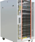 Heavy Duty 22U Floor Standing Server Rack In Sleek Gray With 35 Inch Deep Network Cabinet Bay Built In Cooling Fan Removable Side Panels And Secured Glass Door For Your No Hassle IT Setup viewed from an angle.
