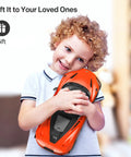 Child holding McLaren Licensed Remote Control Car One Twelfth Scale With Lit Headlights And Fast Twelve Kilometers Per Hour Speed Powered By 900mAh Battery For Adults And Kids Ages Six To Twelve Gift Orange