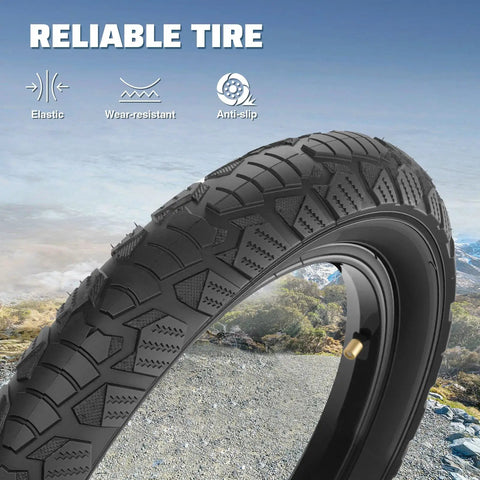 Fat Sixteen By Two Point Five Inch Electric Bike Tire With All Terrain Knobby Tread For E Trikes And E Bikes Foldable Replacement Tire For Snow Sand Mud And Dirt High Traction And Strong Grip Durable Heavy Duty Design, 16x2.5 treaded tire