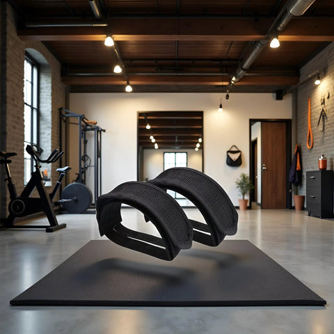 Two Pack Black Bike Pedal Toe Straps For Fixed Gear And Regular Cycling With Beam Design Durable Heavy Duty Foot Straps