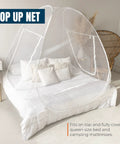 Extra Large Mosquito Net Tent For Beds And Outdoor Use Foldable Pop Up Mesh Canopy With Extra Fine Holes Dual Zipper Enclosure