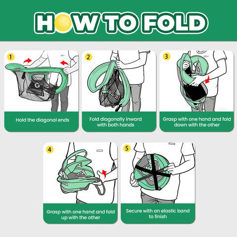 How to fold Grab-And-Go Portable Golf Chipping Net Set With Two Hitting Mats And Fifteen Training Balls step-by-step guide.