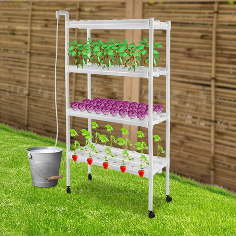 4 Layer Hydroponics Growing System With Water Pump And Timer, 108 Plant Sites Indoor Garden Kit For Fruits Veggies And Herbs, Space Saving Food Grade PVC U Pipes Easy Setup