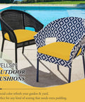 Outdoor Chair Cushions Set Of 4 Yellow 17 By 16 By 2 Inches Round Corner Water Resistant Non Slip With Straps for Patio