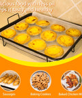 Crisping Oven Basket For Air Fryer Replacement Part with baked goods, showing nonstick tray and even cooking results.