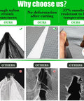 Comparison of Heavy Duty Garden Mesh Netting 9.8 X 16.4 Ft With Upgraded PPT Nano Material showing strength and sun resistance