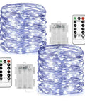 Two Pack 33 Ft 100 LED Battery Operated Fairy String Lights With Remote Waterproof Outdoor Twinkle Lights 8 Modes