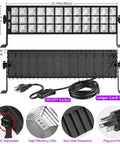 Two Pack 100W LED Black Light Bar 385-400nm Ultra Bright UV Glow Lights with adjustable bracket and long cord features.