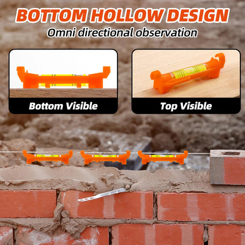 Set Of 8 Hanging Bubble Line String Levels Featuring Mini Spirit Tool And Clear Hollow Vials For Dead Nuts Accuracy Heavy Duty Abs Frame Bright Orange Coating Perfect For Bricklaying Tiling