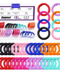 32Pcs 8 Colors 25mm 1 Inch Round Spring O Rings Assortment Kit With Carbon Steel Buckles Snap Hooks in a plastic box