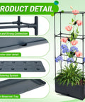 Two Pack Raised Garden Bed Tomato Planter Box With Trellis 43.4 Inch Self Watering Cage details and flower arrangement