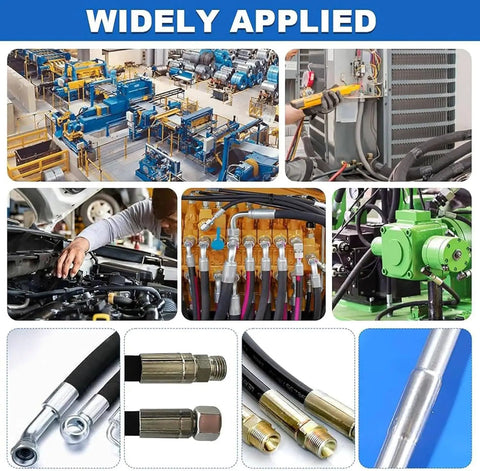 Heavy Duty Professional Manual Hydraulic Hose Crimping Tool With Eight Precision Dies For High Pressure Air Line Repair and Effortless One Hand Operation Legit Badass Workhorse in industrial applications.