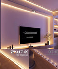 Lit 2700K COB LED Strip Light Kit With 16.4 Ft Of Dimmable Warm White LEDs, 2520 Chips, 24V DC installed in modern living room