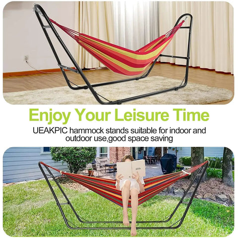Heavy Duty Steel Hammock Stand Built To Last, Tough As Nails With 550 Pound Capacity, Double Bar Design, indoor outdoor use