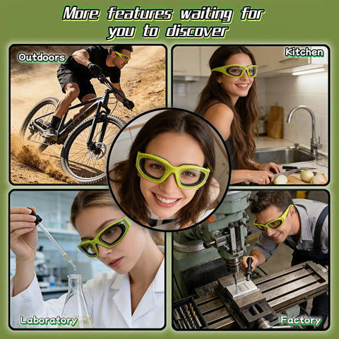 Tear Free Onion Goggles For Kitchen Cooking And Pepper Chopping With Anti Fog Lenses And Ultra Light Frame For Zero Cry Time Kitchen Work And Crystal Clear Vision Protection Gear Green in various settings.