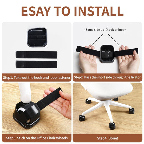 Installation steps for 5 Pack Office Chair Wheel Stoppers Cushioned Caster Cups With Felt Bottom Pads For Hardwood Floors And Carpets