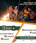 Family using Five Pack Kids Headlamps With Red Light And Memory Function, Five Modes And Three Color Options near campfire