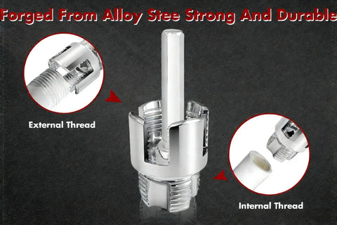 One Inch PVC Pipe Threader Kit With Internal And External Threading, Drill Compatible, shown with interchangeable dies