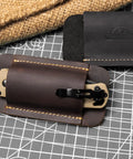 Leather Knife Sheath Handmade Holster for Belt Horizontal Carry EDC Pocket Organizer for Men Size S Dark Brown