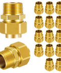 16 Pack 1/2 Inch NPT Brass Pipe Fittings Kit With CSST Male Threads Hex Nipples Gas Connect Adapters
