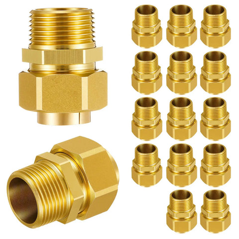 16 Pack 1/2 Inch NPT Brass Pipe Fittings Kit With CSST Male Threads Hex Nipples Gas Connect Adapters