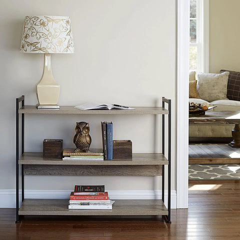Straight Up Quality 3 Shelf Open Storage Bookshelf With Oak Rustic Wood Grain Laminate Shelves And White Steel Frame Heavy Duty Home Organization Game Changer Flex Your Cozy Living Room Setup