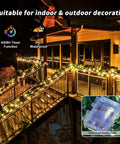 Big 39 Feet 120 LED Battery Powered Fairy Lights With Remote And Timer, RGB color changing lights decorating outdoor railing