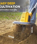 20V Cordless Garden Tiller Rototiller With 360 RPM For Fast Soil Breakup, 9 Inch Tilling Width And 6.6 Inch Depth in use