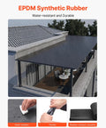 EPDM Synthetic Rubber roofing under light rain, showcasing weather-resistant and durable features, shown on a building rooftop.