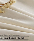 Cozy Pleated Cream Beige Linen Blackout Curtains For Bedroom 90 Inch Length 2 Panels fabric close-up with natural texture