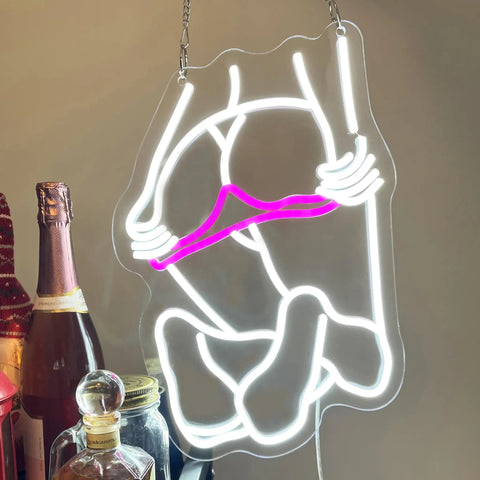 Dimmable Pink Neon Sign For Wall Decor Girls Bedroom LED Light USB Powered Neon Bar Signs For Living Room Party Vibe Man Cave