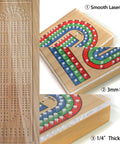 Clear Acrylic Cribbage Board Template Kit With Twelve Colorful Counting Pegs For Game Night Essentials, 9.5x38 cm size, 3mm holes.
