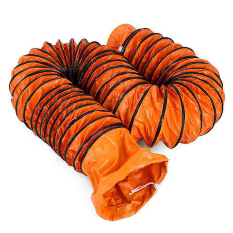 32 Ft PVC Flexible Duct Hose For 12 Inch Ventilation And Exhaust Fans, heavy-duty orange ducting with black carbon wire spring