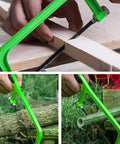 10 Pack 6 Inch Bi-Metal HSS Mini Hacksaw Blades 24 TPI for cutting wood and branches, shown in mini hacksaw frame