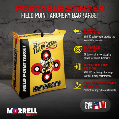 Yellow Jacket Stinger Field Point Archery Target Bag With Dual Sides And Ten Bullseyes Portable Backyard Practice