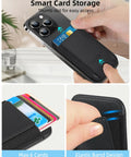 MagSafe Wallet For iPhone 17 Through 12 Series With 7 Card Slots RFID Blocking Vegan Leather Minimalist Slim Design 4200g Magnetic Hold Case Friendly 1 Slot Black on iPhone with cards.
