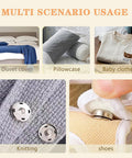 120 Set Sew-On Metal Snap Buttons Pack With 8mm And 10mm Sizes In Black And Silver for garment and DIY projects use