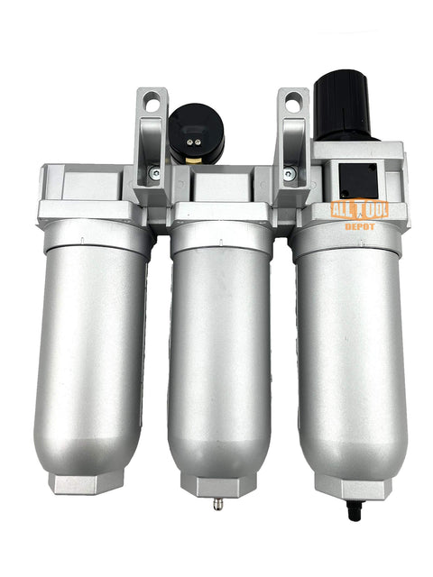 1 Inch NPT Beefy Industrial Grade Filter Regulator Coalescing Desiccant Dryer System With Auto Drain 3 Stage, front view