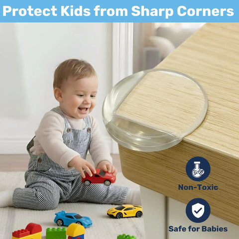 Heavy Duty Large Table Corner Protectors And Universal Edge Guards For Babies Super Soft Foam furniture safety cushions on table corner.