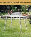 304 Stainless Steel BBQ Grill Table For 20 Inch Tabletop Griddles Adjustable Folding Outdoor Prep Station with accessories