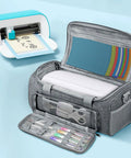Heavy Duty Canvas Carrying Case for Cutting Machines, Big Capacity Portable Padded Storage Bag with Protective Lining shown open