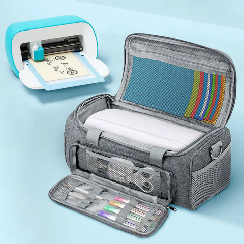 Heavy Duty Canvas Carrying Case for Cutting Machines, Big Capacity Portable Padded Storage Bag with Protective Lining shown open
