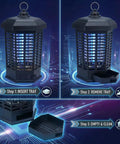 High Voltage 4200V Indoor Outdoor Killer Bug Zapper Lighthouse Shaped Insect Trap with Easy Clean Tray in three-step process