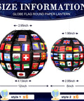 Flags Of All Nations Paper Hanging Lanterns Set Of 12 For Party Decor with 12in and 8in globe flag design lanterns size chart