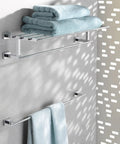 Essentials Cube 24 Inch Towel Rail In StarLight Chrome, Wall Mounted, Sleek Minimalist Square Design For Modern Bathrooms with towels